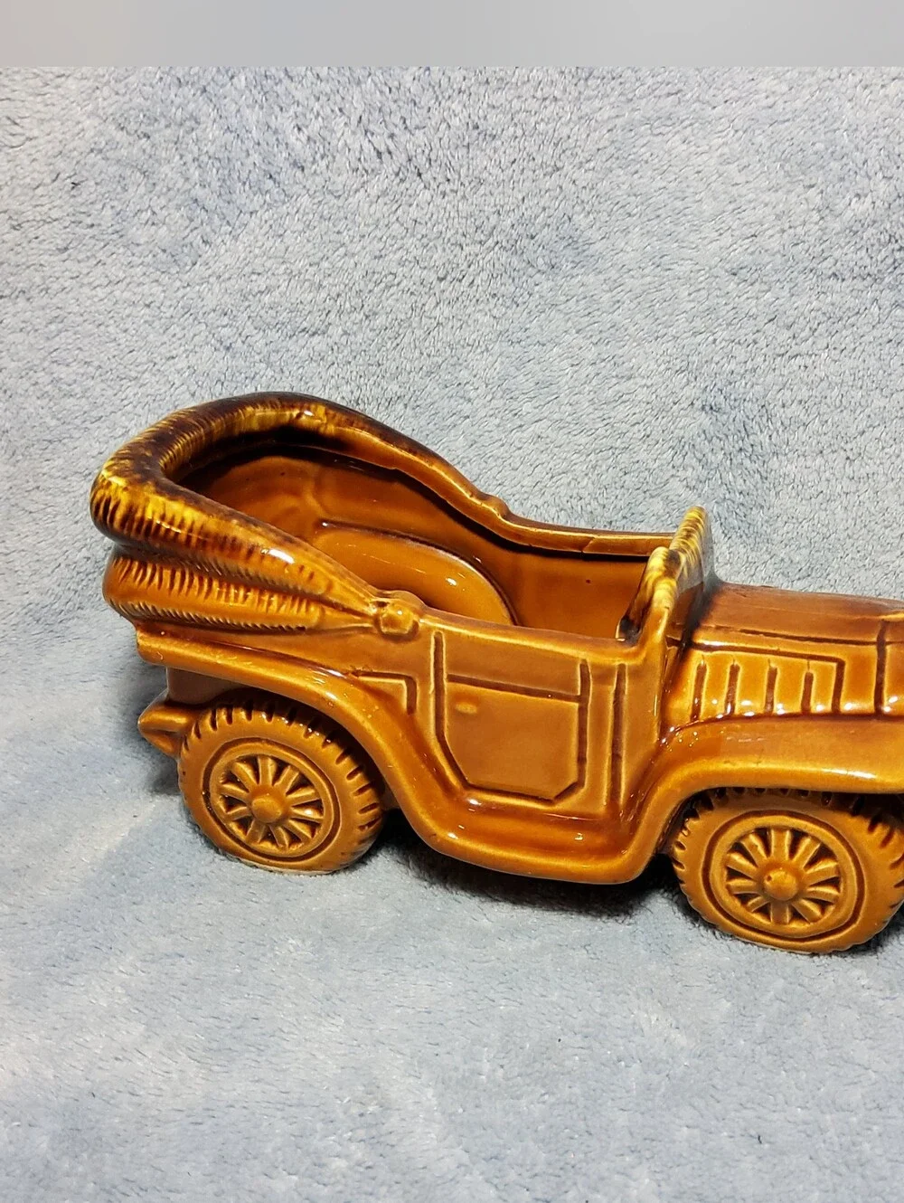 Vintage Relpo 2161 Ceramic Car Planter Old Timey Convertible Buggy Drip Glaze Ja